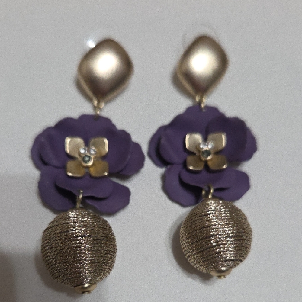 White House Black Market Purple and Gold Earrings